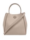 tory burch - Borsa a secchiello beige con logo in rilievo