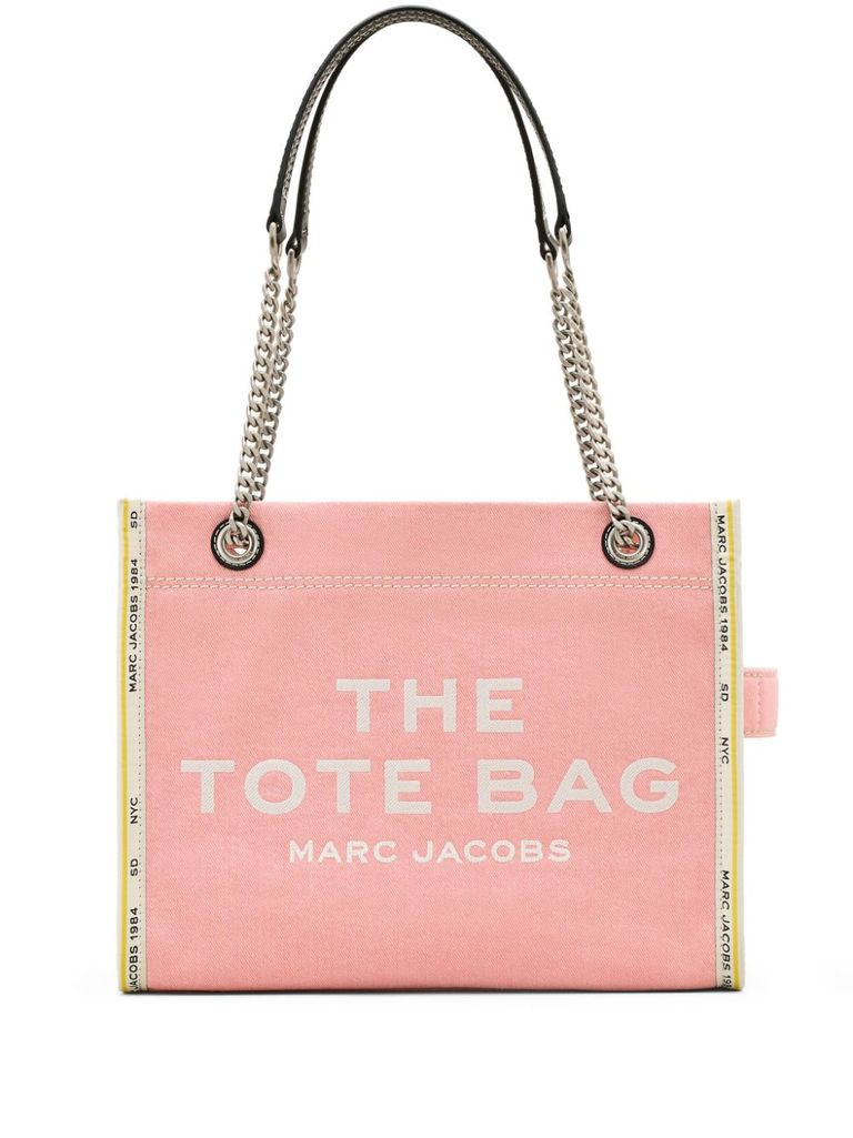 Marc Jacobs Pink Denim Bag With Logo And Chain Handles In Pink