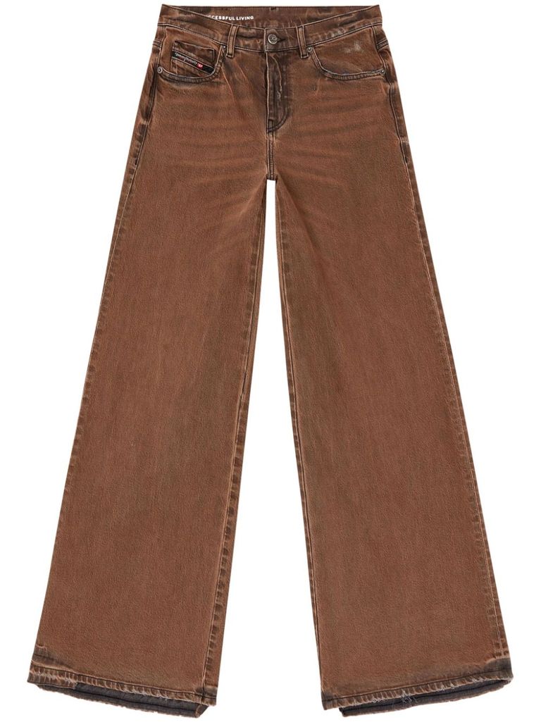 Diesel 1978 D-akemi Wide-legged Jeans In Beige