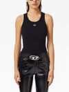 diesel - Black sleeveless t-shirt with logo - 1