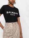 balmain - T-shirt in cotone con logo stampato frontale e bottoni - 3