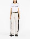 balmain - T-shirt in cotone con logo stampato frontale e bottoni - 3