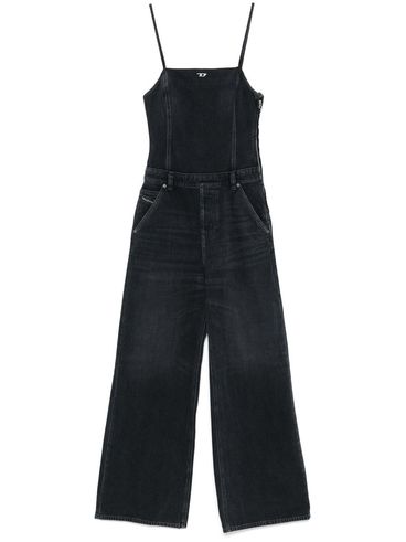 DIESEL - Long black denim jumpsuit with pockets