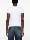 diesel - White stretch cotton T-shirt with logo - 3