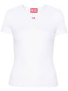 diesel - White stretch cotton T-shirt with logo