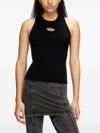 diesel - Black tank top with cut-out logo - 1