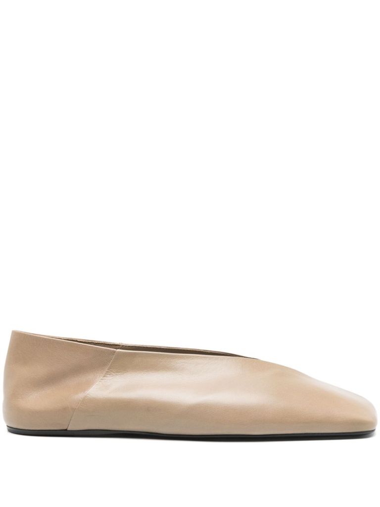 Jil Sander Sandy-colored Leather Ballet Flats In Beige
