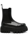 alexander mcqueen - Black glossy leather ankle boots with tank sole