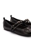 pinko - Black leather ballet flats with wraparound laces - 3