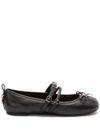 pinko - Black leather ballet flats with wraparound laces