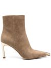 michael kors - Suede ankle boots with golden metal toe