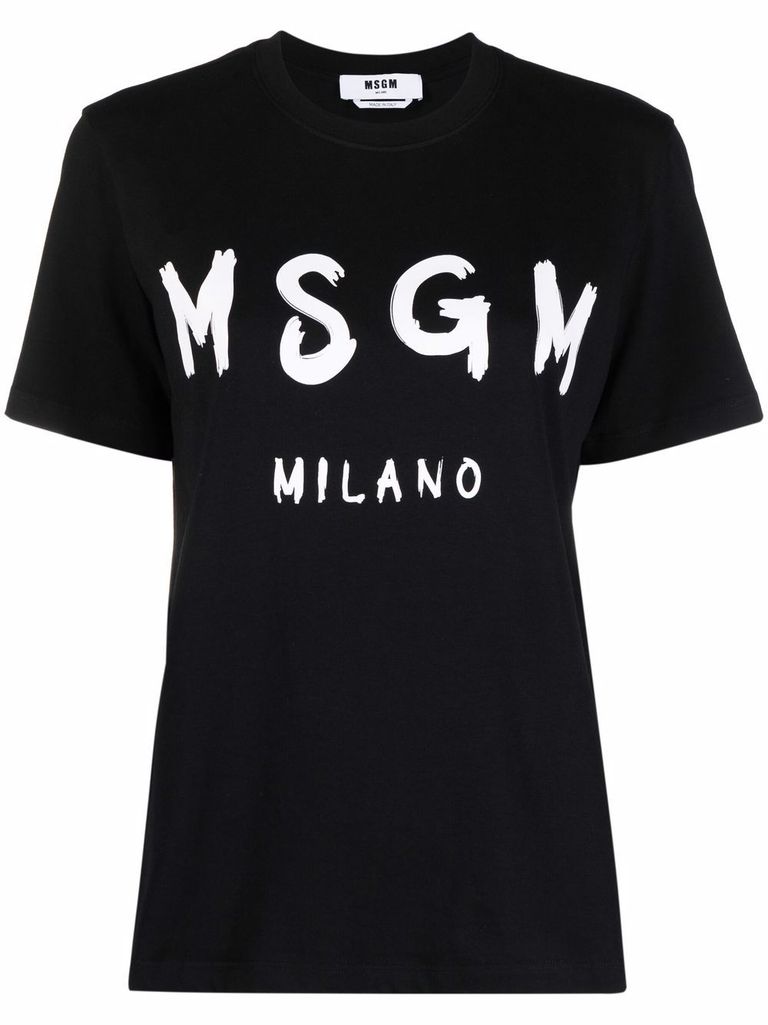 Shop Msgm Black T-shirt With Logo Print