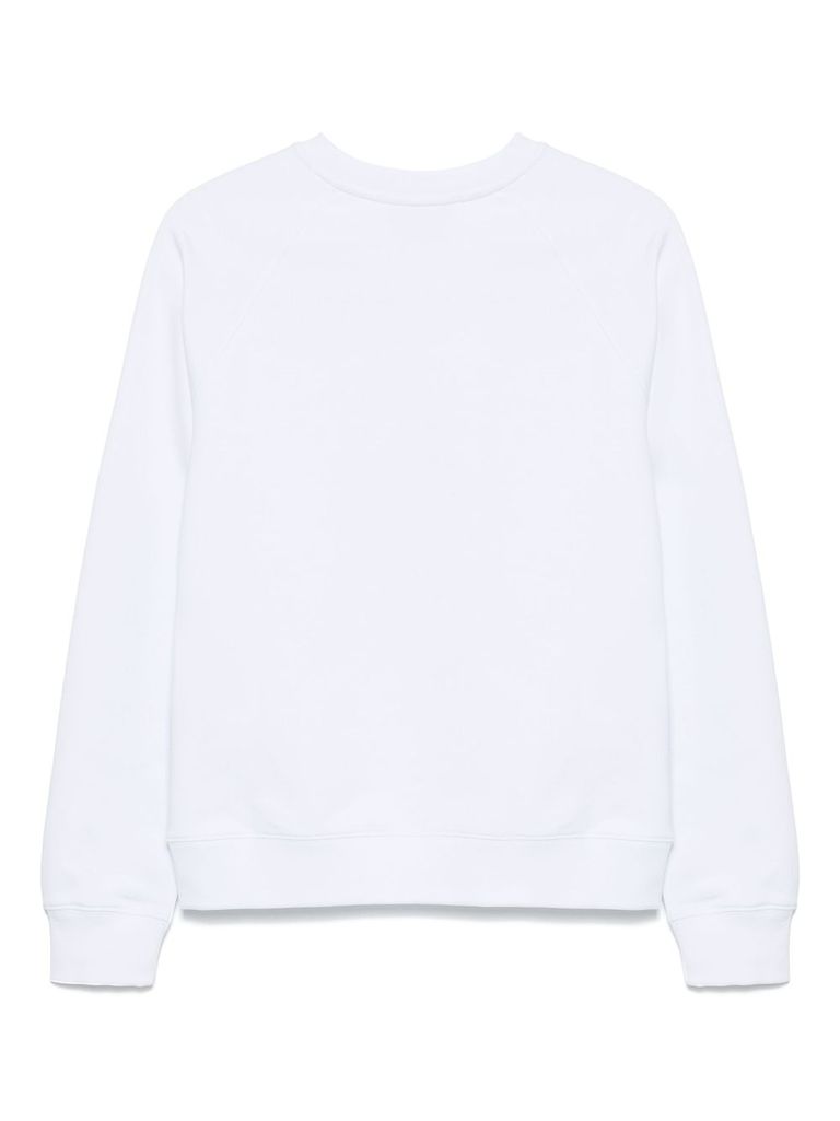 Msgm White Crewneck Sweatshirt With Logo In White