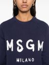 msgm - Felpa girocollo nera con stampa logo - 3