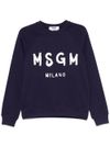 msgm - Felpa girocollo nera con stampa logo