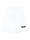 balmain - Shorts bianchi di cotone con patch logo