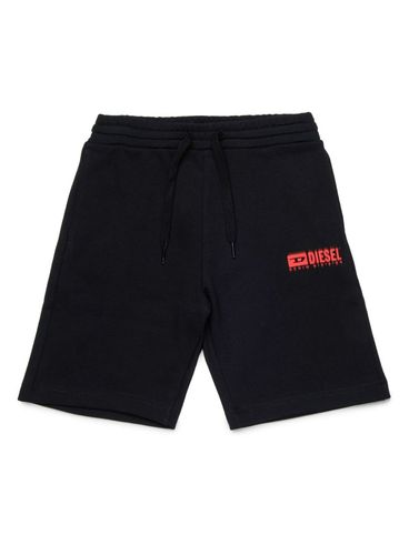 DIESEL - Black shorts with logo patch