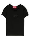 diesel - T-shirt nera con logo cut-out