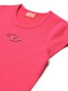 diesel - T-shirt rosa corallo con logo cut-out - 2