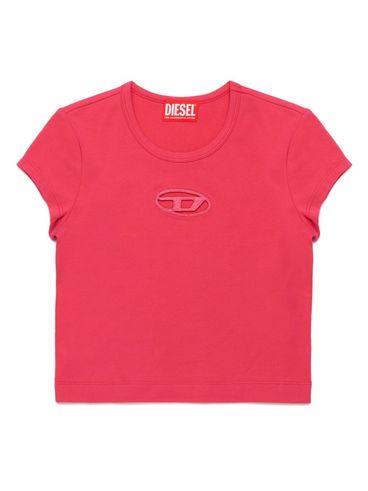 DIESEL - T-shirt rosa corallo con logo cut-out