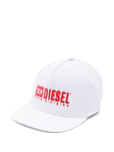 DIESEL - Cappello da baseball bianco con logo rosso