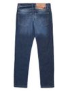 diesel - Dark blue wash-effect long jeans - 1