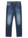 diesel - Dark blue wash-effect long jeans