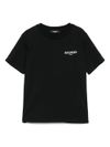 balmain - T-shirt nera a maniche corte con logo