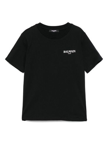 BALMAIN - T-shirt nera a maniche corte con logo