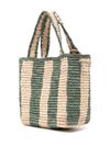 bonpoint - Borsa tote in raffia naturale a righe verdi - 1