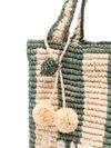 bonpoint - Borsa tote in raffia naturale a righe verdi - 3