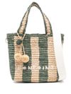 bonpoint - Borsa tote in raffia naturale a righe verdi