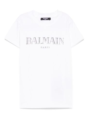 BALMAIN - T-shirt bianca con stampa logo