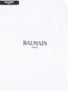 balmain - T-shirt bianca a maniche corte con logo - 1