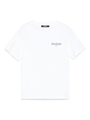 BALMAIN - T-shirt bianca a maniche corte con logo