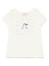 bonpoint - T-Shirt bianca con design di ciliege