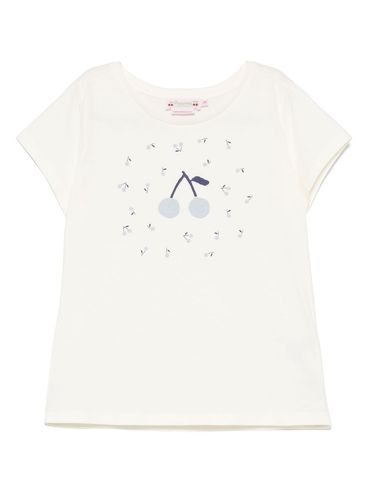 BONPOINT - T-Shirt bianca con design di ciliege