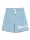 palm angels - Light blue shorts with logo print