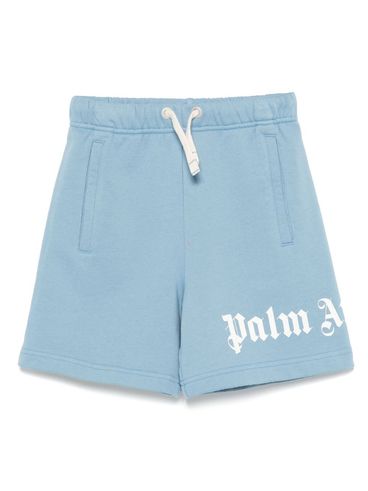 PALM ANGELS - Light blue shorts with logo print