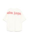 palm angels - T-shirt bianca con logo sul colletto - 2