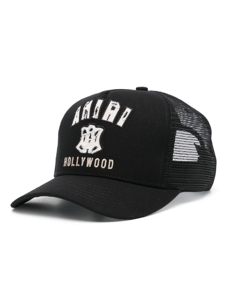 Shop Amiri Black Cotton Cap With White Logo