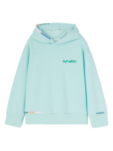 PALM ANGELS - Light blue hoodie with logo on the chest