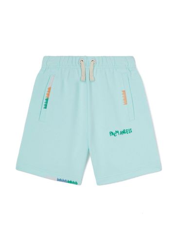 PALM ANGELS - Light blue shorts with stitched logo