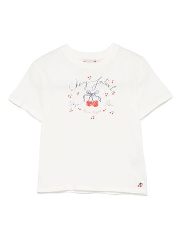 BONPOINT - T-Shirt bianca con design di ciliege rosse