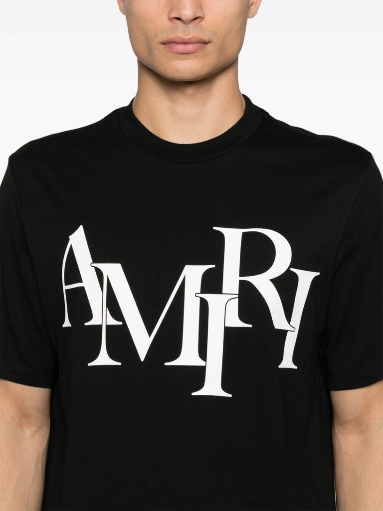 Black cotton t-shirt with white logo
