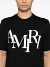 amiri - Black cotton t-shirt with white logo - 1