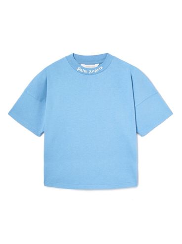 PALM ANGELS - Light blue t-shirt with collar logo