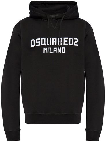 DSQUARED2 - Felpa in cotone con cappuccio e logo bianco