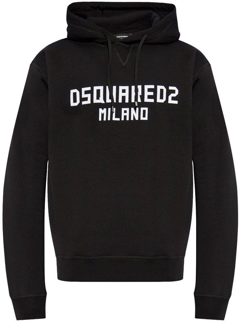 Shop Dsquared2 Black Hoodie In Cotton With Logo