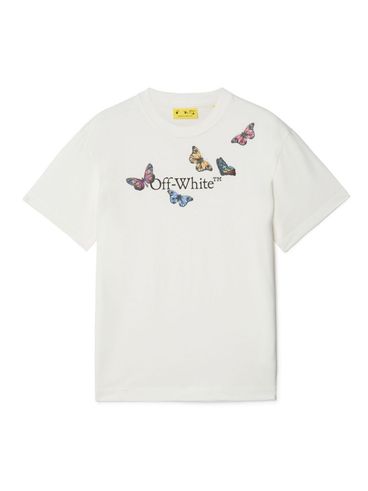 OFF-WHITE - T-Shirt bianca con stampa grafica di farfalle